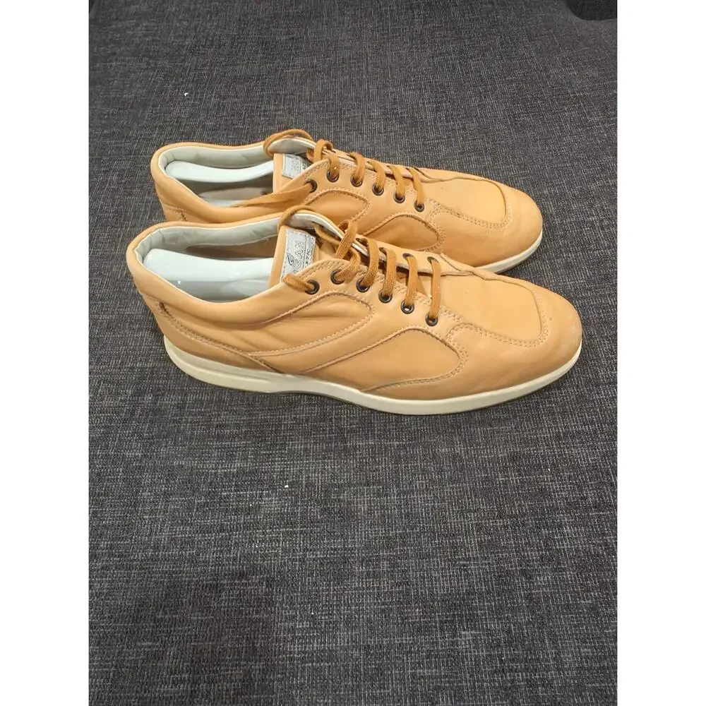 Hogan Interactive Tan Leather Sneakers Men's UK 10 US 11 Low Top Made in Italy